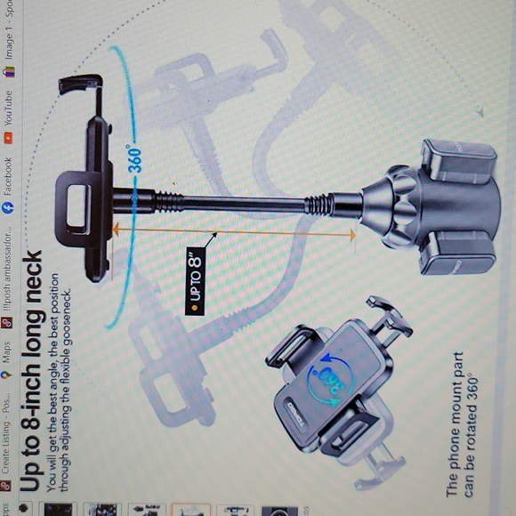 TOPGO CUP HOLDER SMARTPHONE CELLPHONE CRADLE Adjustable Gooseneck New - Picture 5 of 6